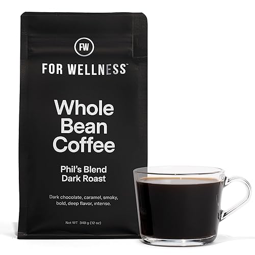 Miniatura 8 de For Wellness Café orgánico de grano entero arábica (12 onzas, tostado oscuro) combina con The Good Stuff para sobrecargar tu café