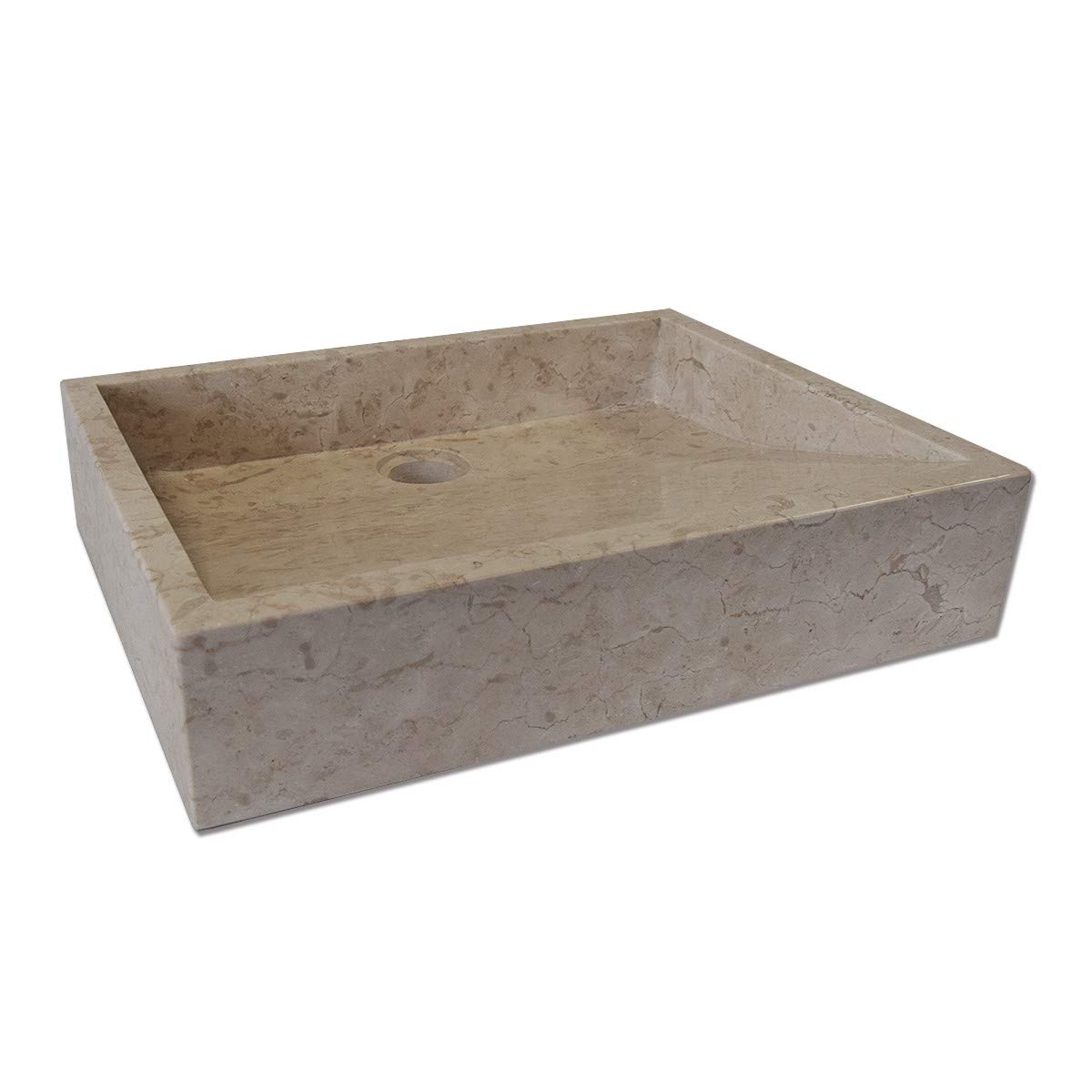 Vasque à poser en marbre crème, Coreal 45×35×10 cm