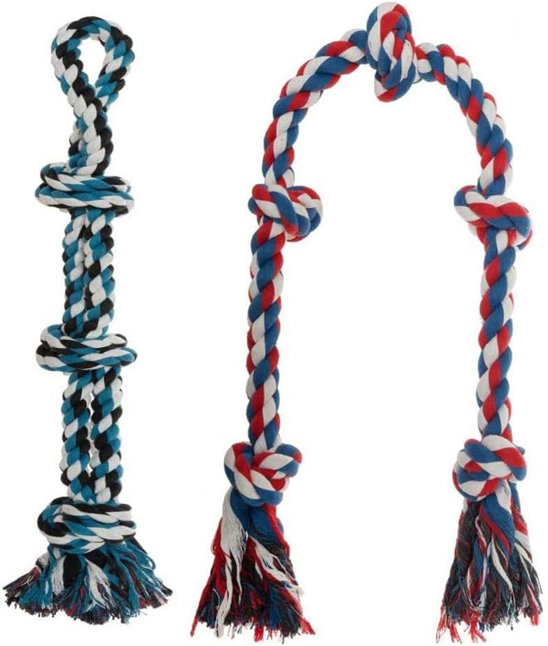 BINGPET Dog Rope Toys for Medium to Large Dogs (24-Inch + 49-Inch) - 2 Pack Interactive Aggressive Chew Toys Set - Durable Teething Toys…