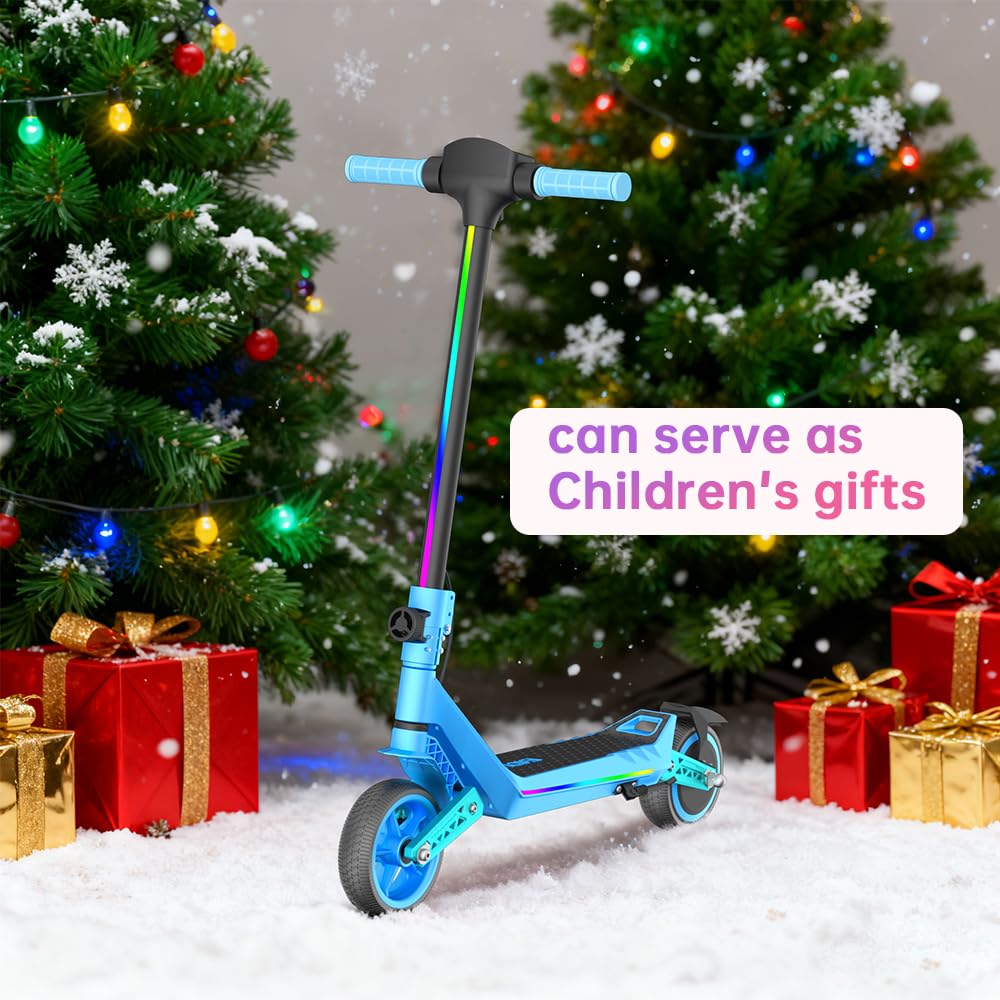 U8 Kinder E-Scooter in 16 km/h,12 km Reichweite,3 Geschwindigkeitsstufen Zero-Start,Elektronische Bremse,Doppelte Federung,6,5 Zoll Reifen,Klappbar & LED-Beleuchtung,Für Kinder ab 6 Jahren,VierFarben