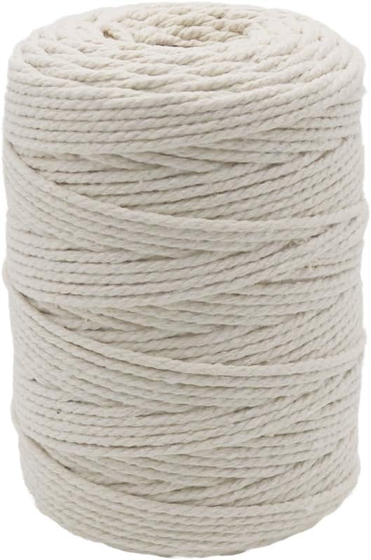 Vivifying 136 Yards 3mm Macrame Cord, Strong Cotton Macrame String for DIY Crafts, Gifts