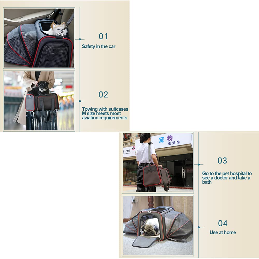 Meng Transportín Extensible para Perros, Portátiles Bolsa De Transporte, Portátil Transpirable Mochila para Mascotas, Bolsa Portadora para Viaje Aprobada por Aerolínea