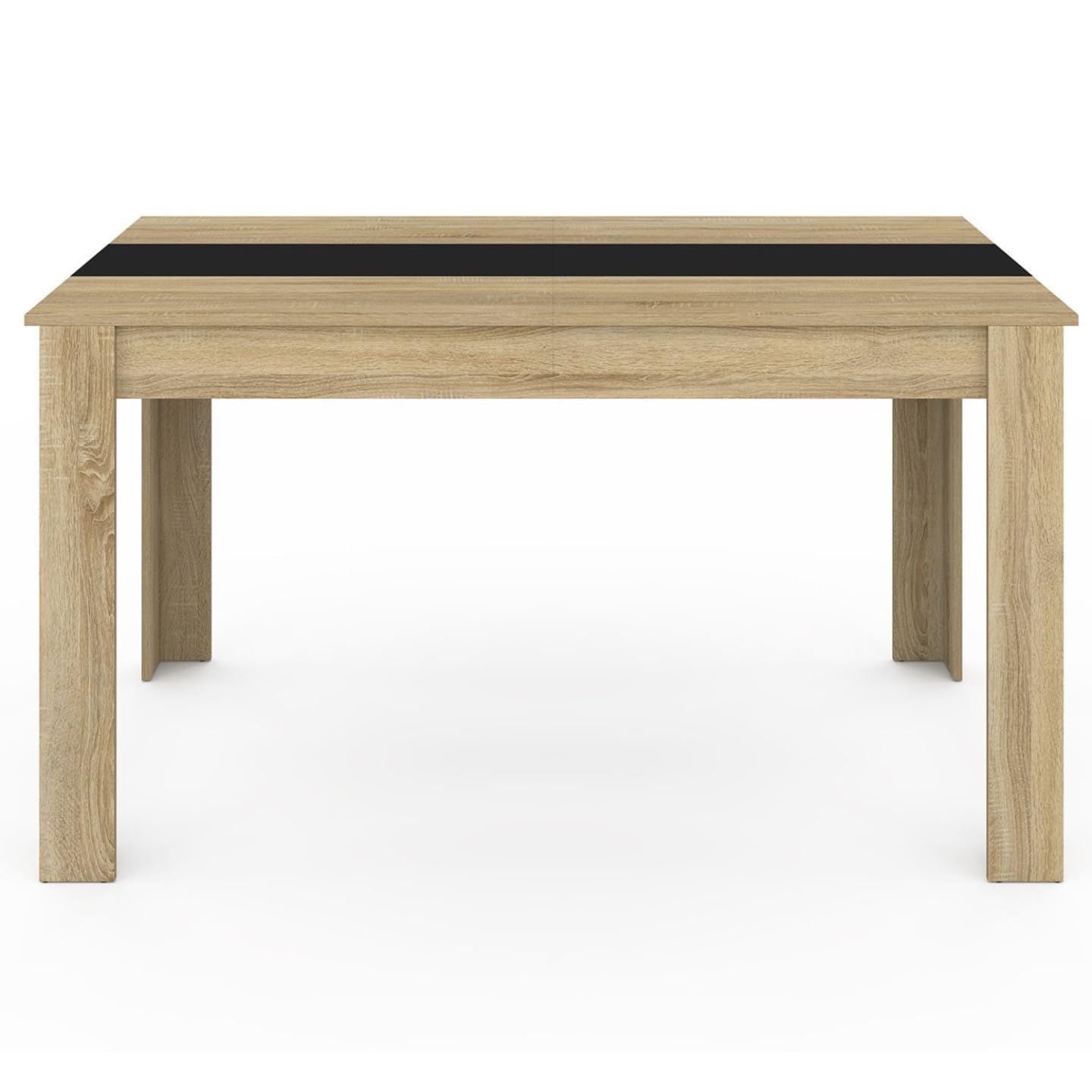 IDMarket - Tavolo da pranzo rettangolare GEORGIA a 6 posti in simil-faggio e nero 140 x 80 cm