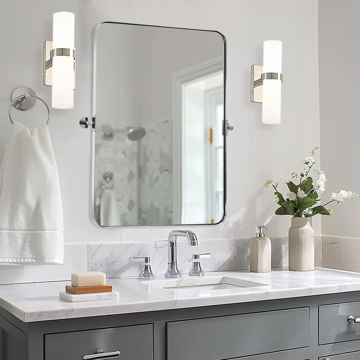 Amazon.com: MOON MIRROR Polished Chrome Pivot Mirror for