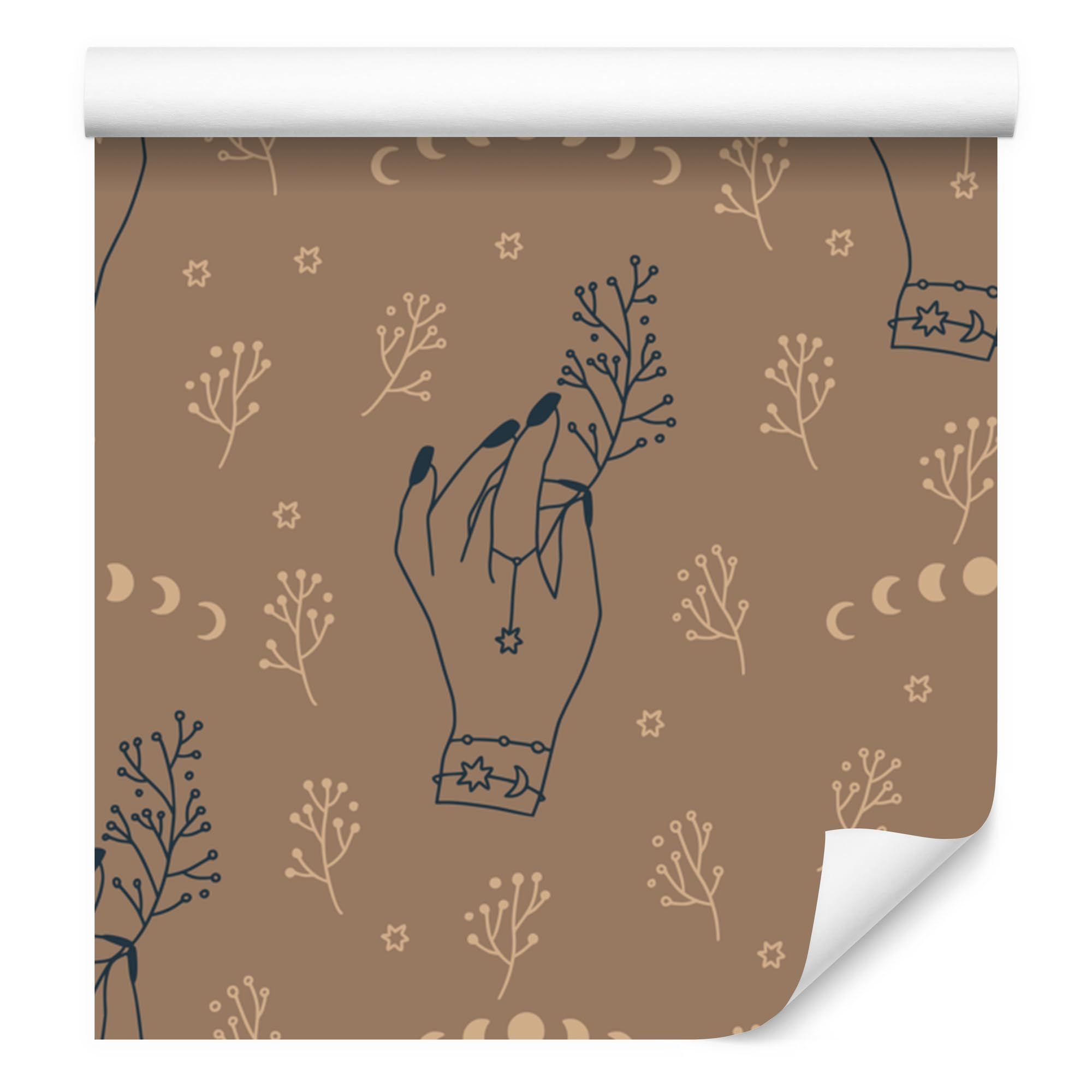 Vliestapete Boho-Muster – Orange und Braun 50 x 1000 cm