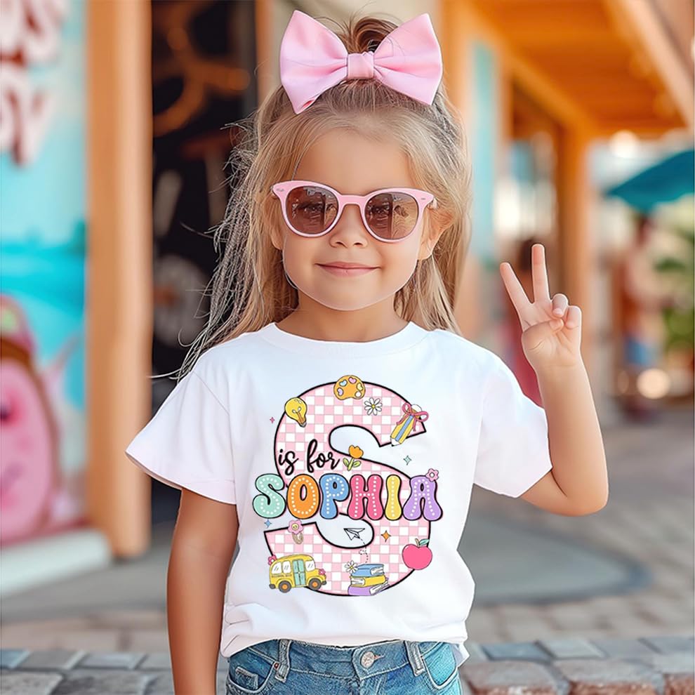 Custom Kids Toddler Back to School T-Shirt, First Day of Preschool Shirts, Back to School Gift Tee for Boys Girls3