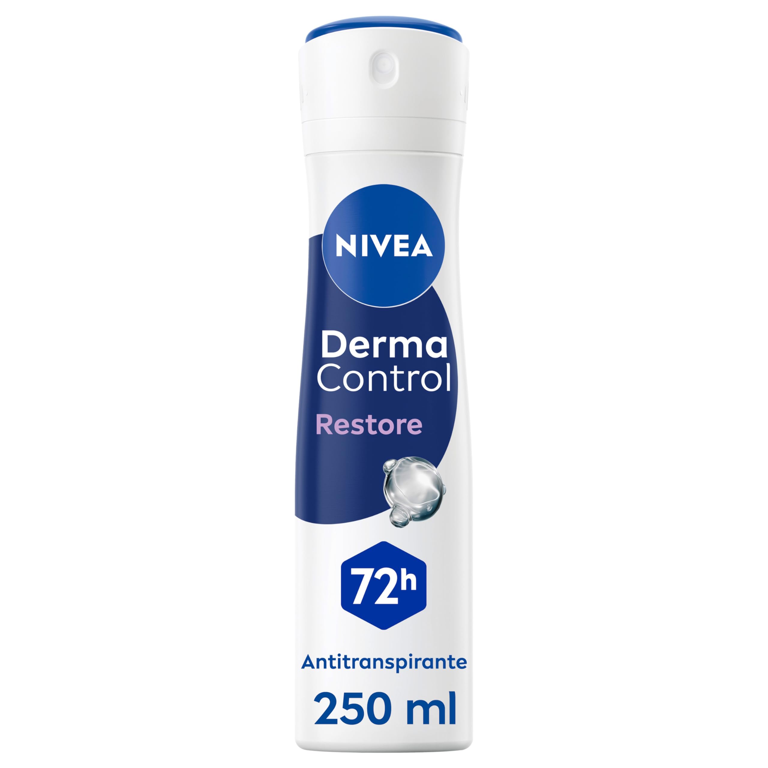 NIVEA Derma Control Restore - Desodorante Antitranspirante para Mujer - 72h de Protección contra el Sudor - Con Ácido Hialurónico y Vitamina E - No Irrita las Axilas - Pieles Sensibles - Spray 250 ml