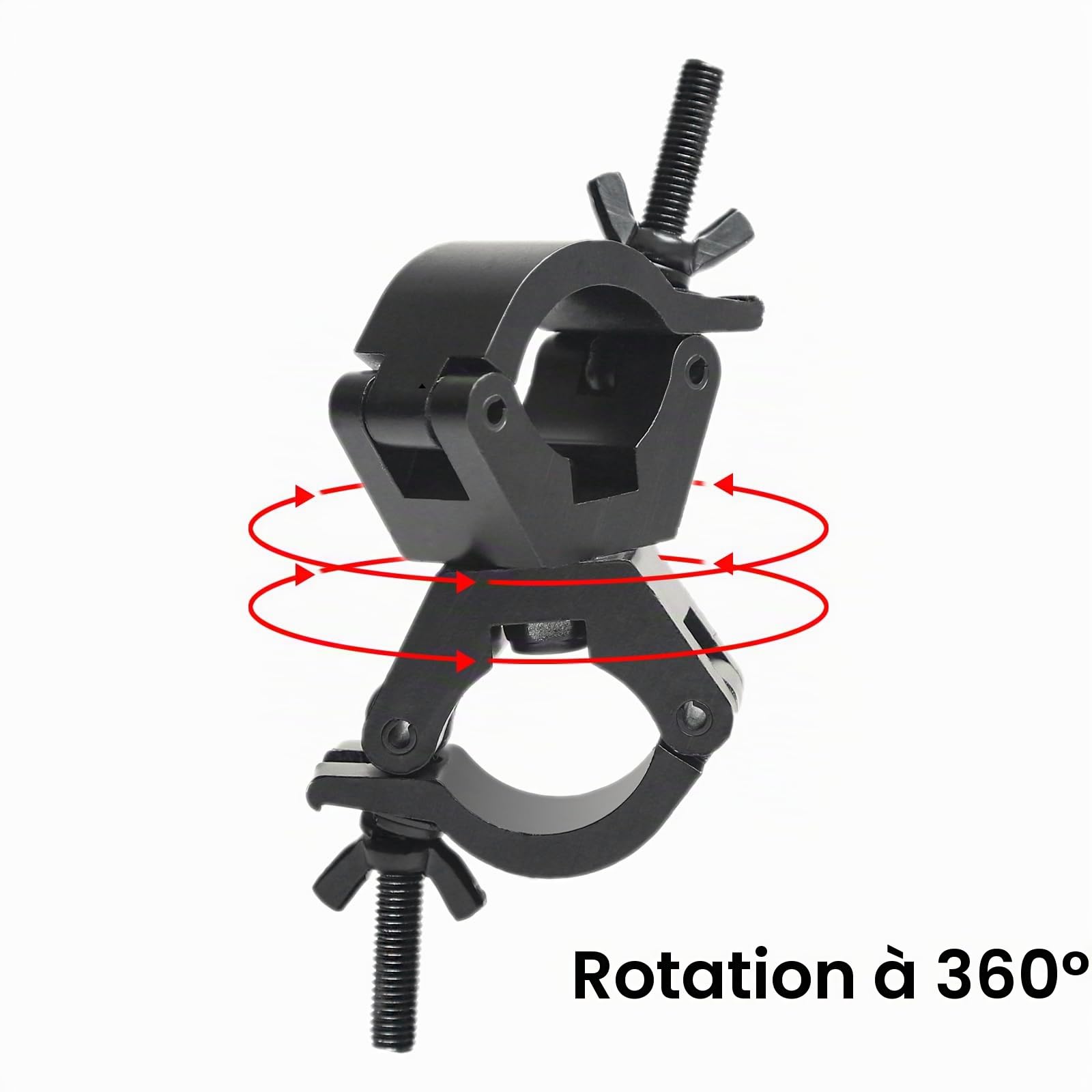 Crochet Jeux de Lumières Dj Truss Clamp 29mm-35mm Crochet de Fixation Projecteur, Porteur 80kg Double Collier de Serrage Pivotant Eclairage Light Fixation sur Tube Rond