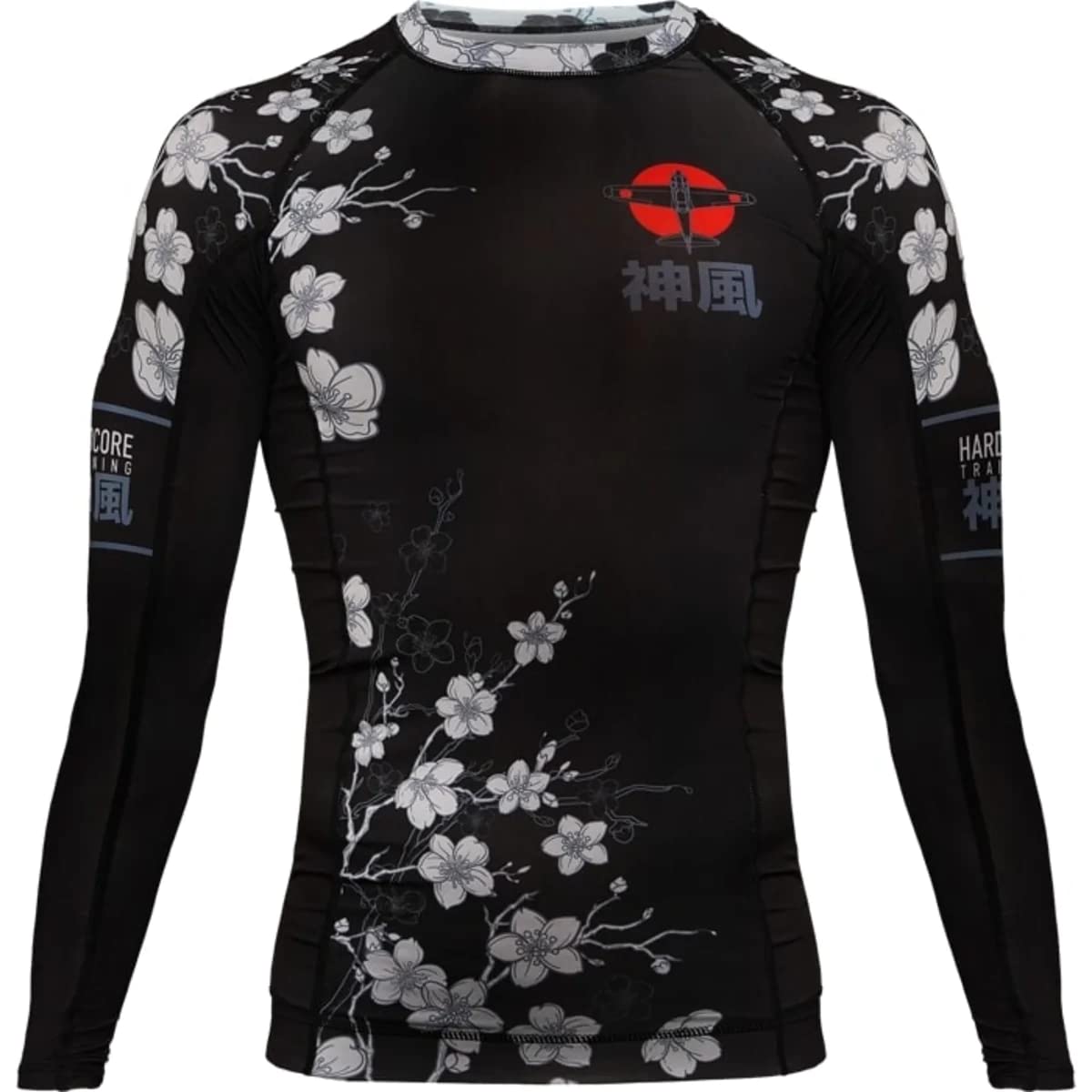 Hardcore Training Rash Guard Mężczyźni Kompresja Koszulka Długi Rękaw BJJ MMA No-Gi Obcisła Grappling Boks (DE/NL/SE/PL, Alfa, L, Regularny, Regularny, czarny/szary/czerwony)