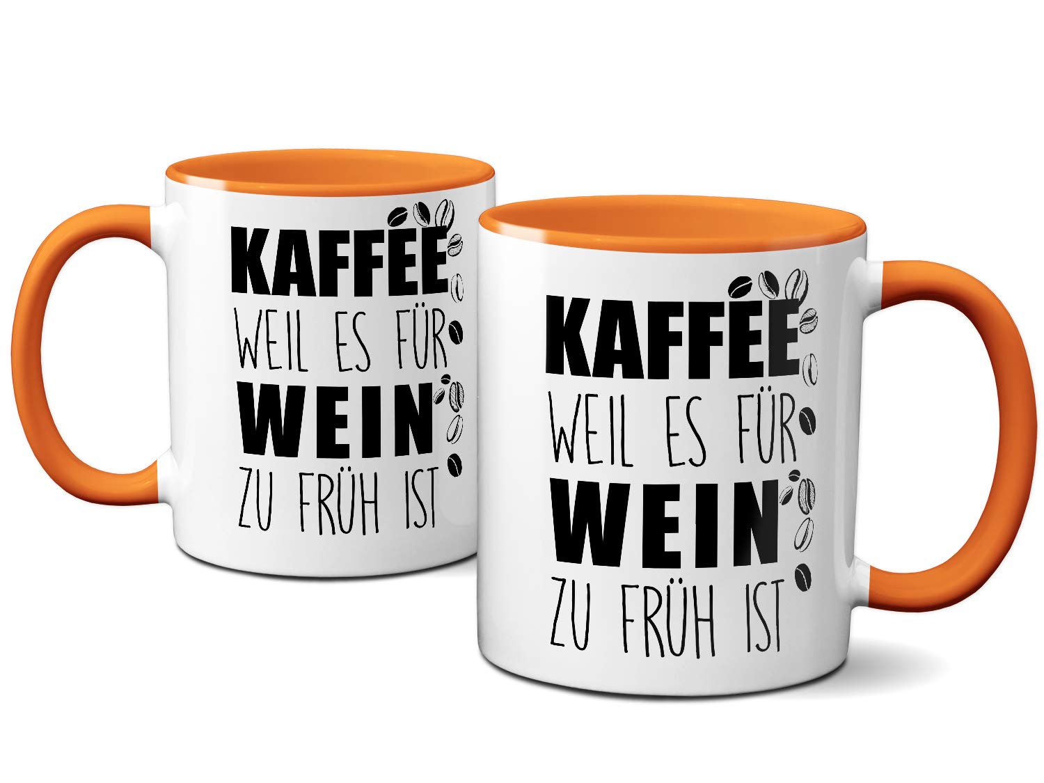 Herzbotschaft Tasse Kaffeebecher Mit Motiv Kaffee Weil Es Für Wein Zu Früh Ist, Keramik