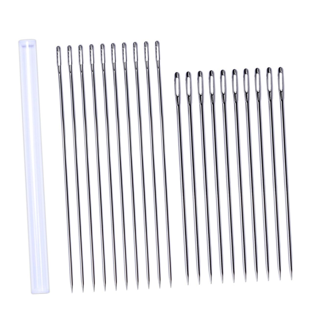 Lurrose Juego De 100 Agujas Romas De Acero Inoxidable Para Costura y Crochet, Ojo Grande Para Fácil Enhebrado, Aptas Para Bordado y Manualidades En Cuero