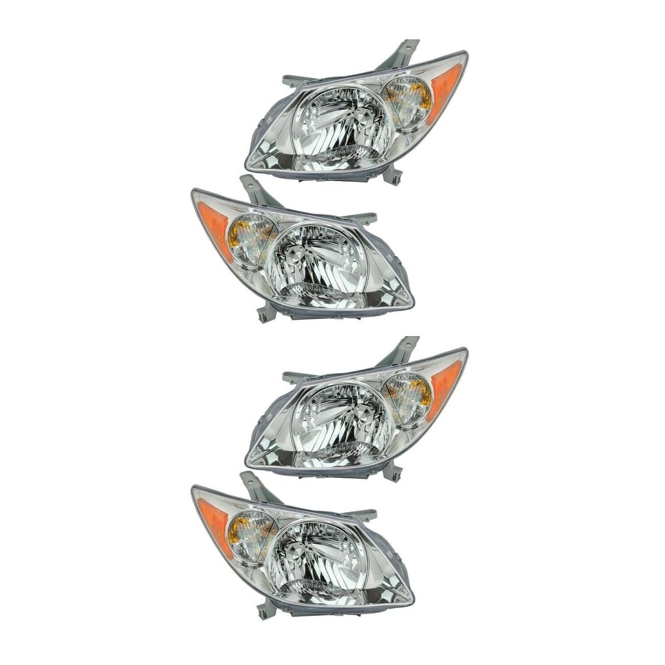 DUST GLOW 4 Pieces - Headlight Factory Style Bulb Front Left Right Side Headlamps Headlights Lights for Pontiac for Vibe 2005-2008