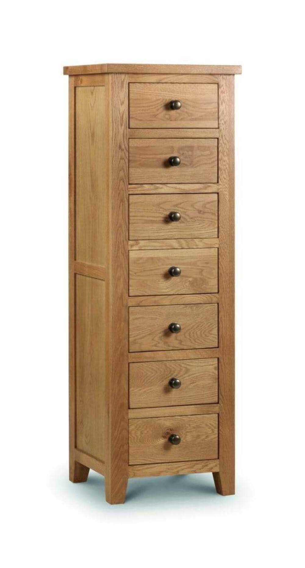 Julian Bowen Marlborough 7 Drawer Tall Slim ChestSolid Oak from B&Q