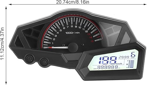 Miniatura 6 de Velocímetro de motocicleta para Ninja 300 6 engranajes LCD motocicleta tacómetro tacómetro velocidad medidor de combustible 15000RPM motocicleta