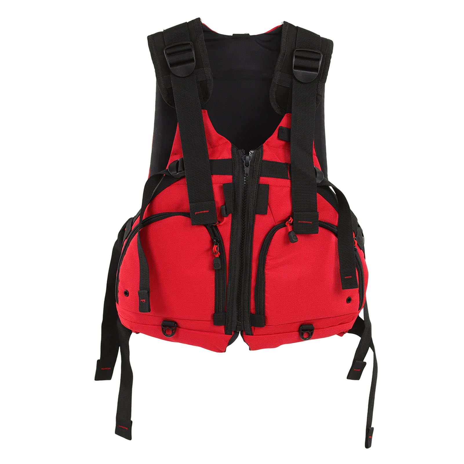 Gilet da Pesca All'aperto Giubbotto di Salvataggio da Pesca Multitasche Leggero e Durevole per Varie attività All'aperto Rosso Taglia Unica