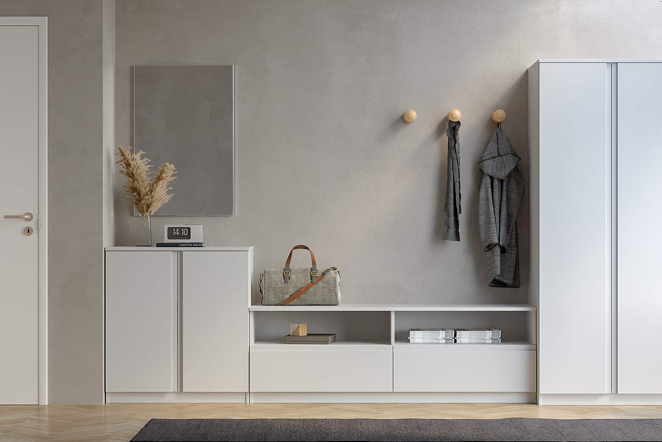 Iconico Home MIK Modern, Armoire à 2 Portes avec poignée intégrée, penderie, Chambre à Coucher, Salon, 80 x 55,5 x 190,5 cm, Blanc