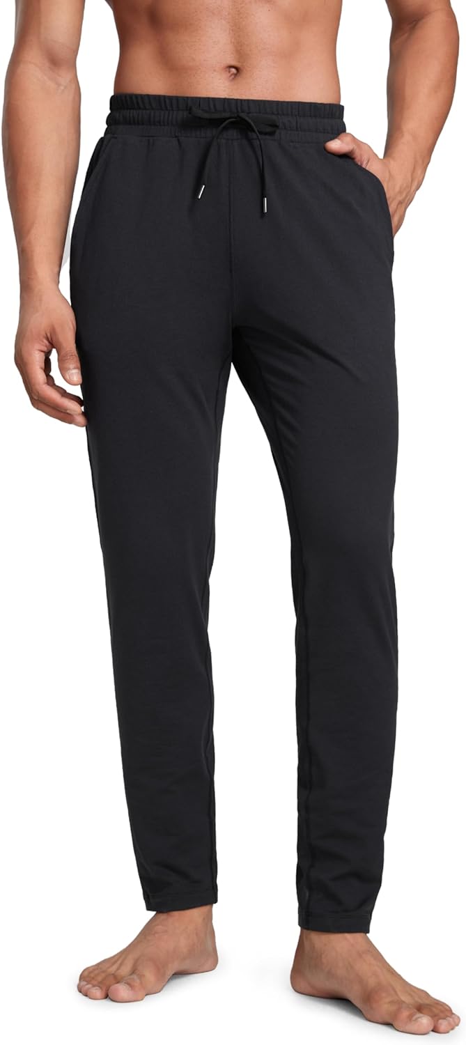 CRZ YOGA Cloud Jersey Lightweight Sweatpants for Men 30" - Workout Casual Yoga Lounge Open Bottom Pants with Zipper Pockets
