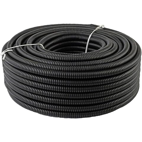 American Terminal 1/4" X 100 ft Split Wire Loom Flex-Guard Convoluted Tubing - Choose Size – Protective Split Cable Sleeves for Electrical Wires – Black (1 Unit / 100 Feet) Cover