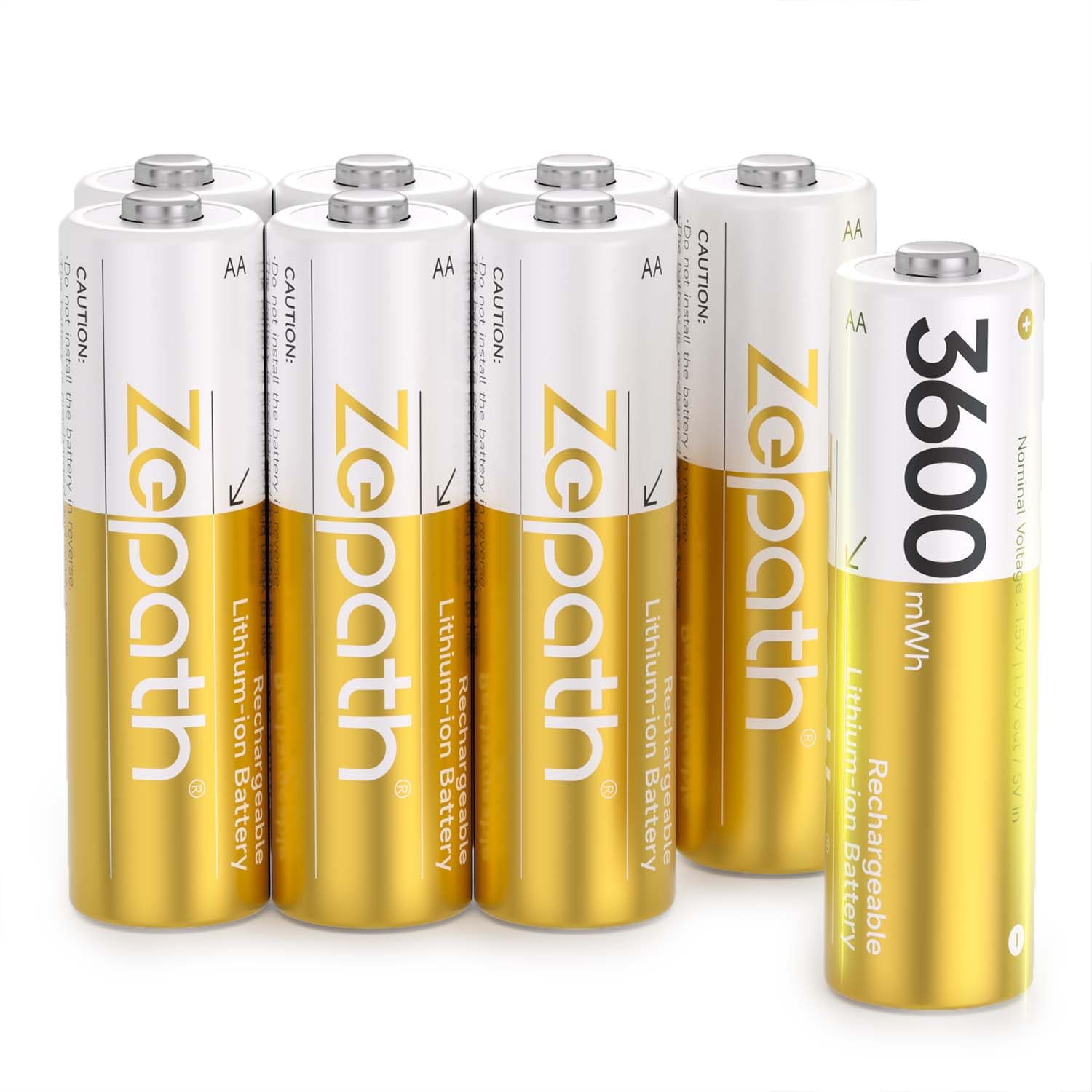 Pilas Rechargeable AA Lithium 8 Pack avec Chargeur,3600mWh 1.5V de Haute Capacité Batterie au Lithium AA,Batteries AA Rechargeables