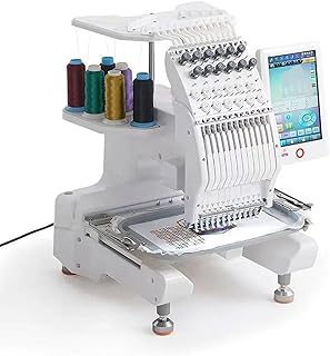 12-Nadeln-Stickmaschine, Heimcomputer-Nähmaschine mit Farb-Touchscreen, 1000 U/min. Kleine Stickmaschine mit automatischem Farbwechsel für Hüte und Kleidung