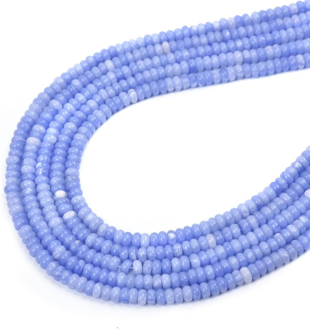 160pcs 4x2mm Blue Lace Agate Disk Rondelle Spacer Stone Semi Precious Gemstone Loose Beads for Jewelry Making 15 Inch - Image 3