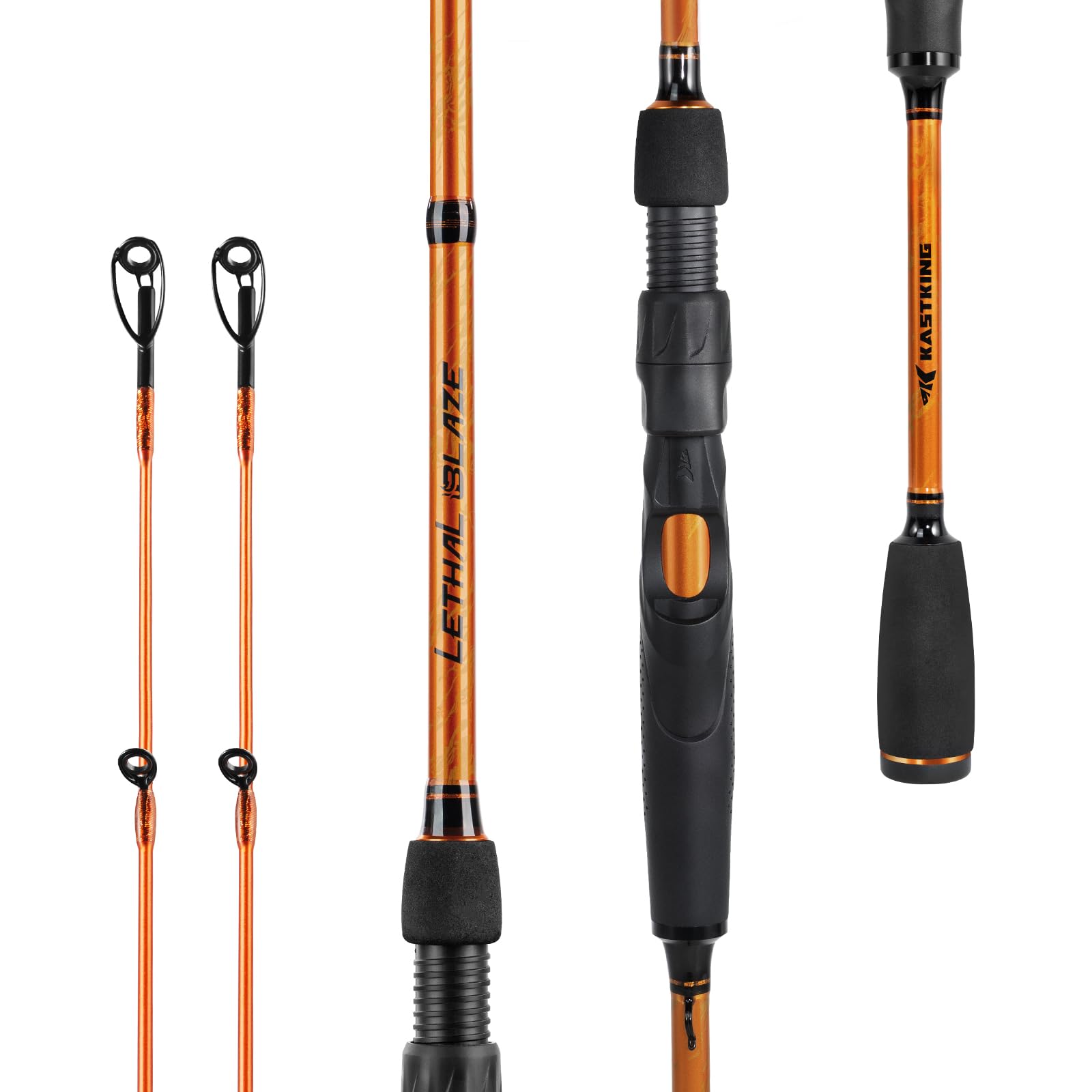 KastKing Lethal Blaze Twin-Tip Fishing Rods, IM6 Graphite Blanks Casting & Spinning Rods, 2-Piece Rod with Extra Tip, PTS Power Transition System, Ideal for Bass, Freshwater & Inshore Fishing