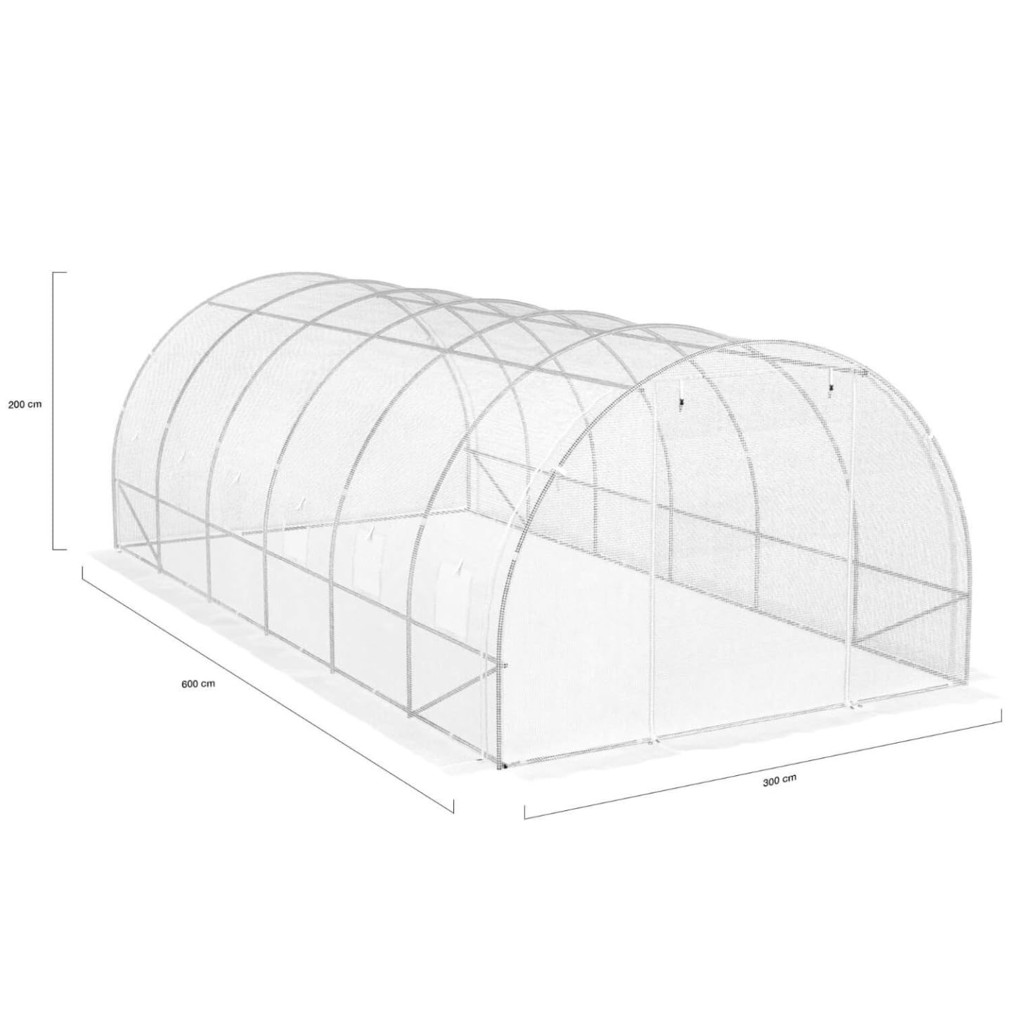 IDMarket Túnel de jardín, 4 estaciones, 18 m², blanco, 6 x 3 m