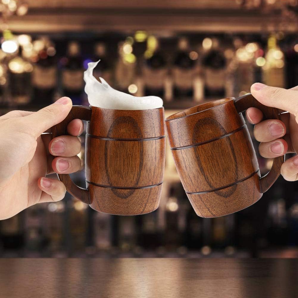 木製ビールマグ木製ビールカップクラシック木製飲用マグ木製飲用カップお茶KTV用