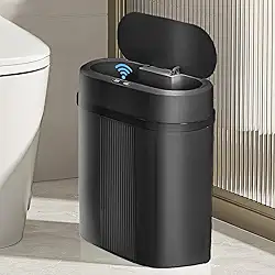 Lixeira 12 litros grande automática com sensor inteligente de aproximação para abrir e fechar (Preto-12L)