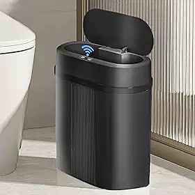 Lixeira 12 litros grande automática com sensor inteligente de aproximação para abrir e fechar (Preto-12L)