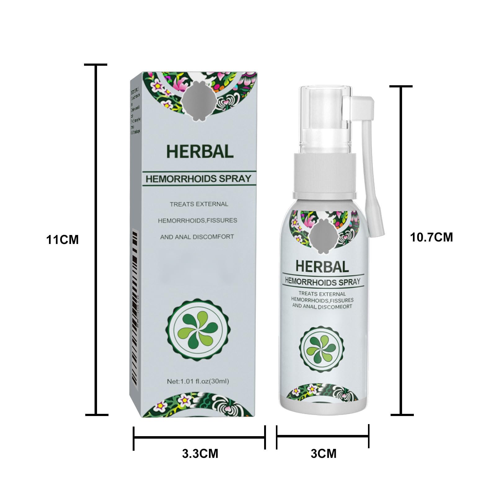 Herbal Hemoroidy spray na hemoroidy w sprayu, ochrona hemoroidów, łagodzi swędzenie, pieczenie i dolegliwości, naturalny, wegański i nietestowany na zwierzętach