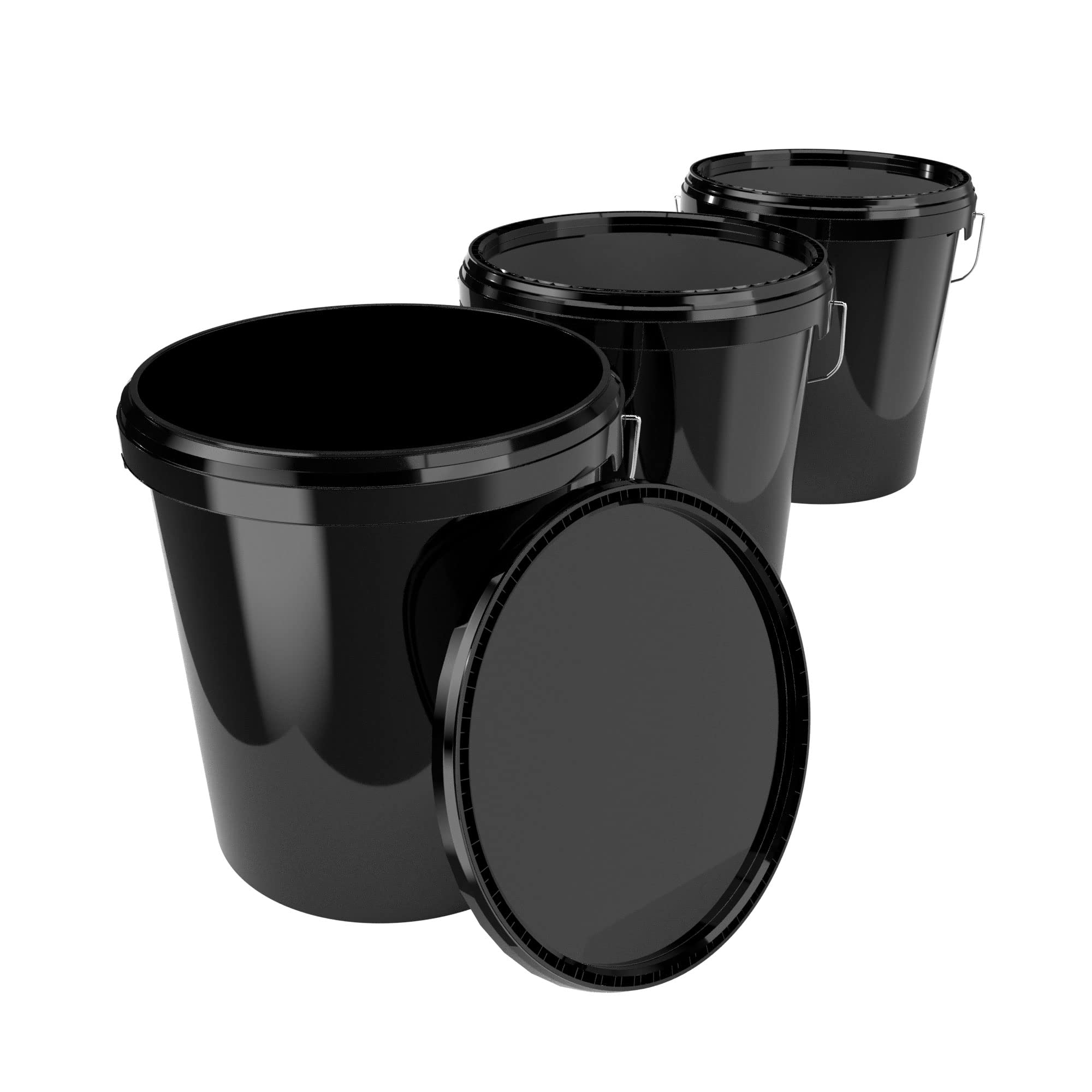 Fixedbyu Black 3-Pack 16L Food-Safe Airtight Buckets With Lid And Handle