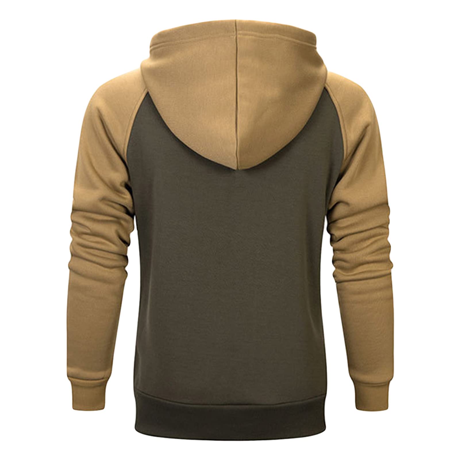 Maiyifu-GJ Men's Fleece Color Block Pullover Hoodies Slim Fit Drawstring Hooded Sweatshirt Casual Long Sleeve Gym Hoodie (Green,Large)