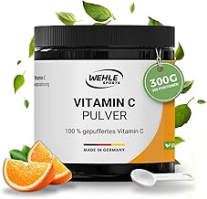 Vitamin C Powder High Dose 1000 mg Calcium Ascorbate of which 820 mg Vitamin C per g from Vegetable Fermentation & Buffered 300 Poritions, No Additives, Vegan - Packaging May Vary