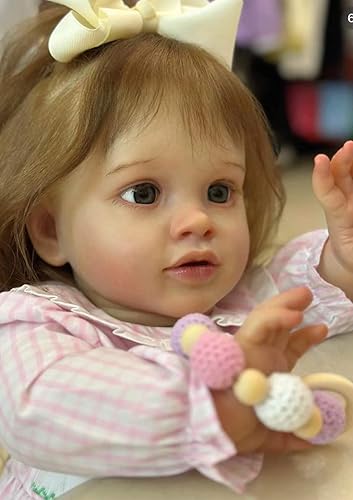 Miniatura 2 de iCradle Muñecas de bebé Reborn de 26 pulgadas, vinilo de silicona suave, muñeca recién nacida, cabello castaño con raíces a mano, juguetes de