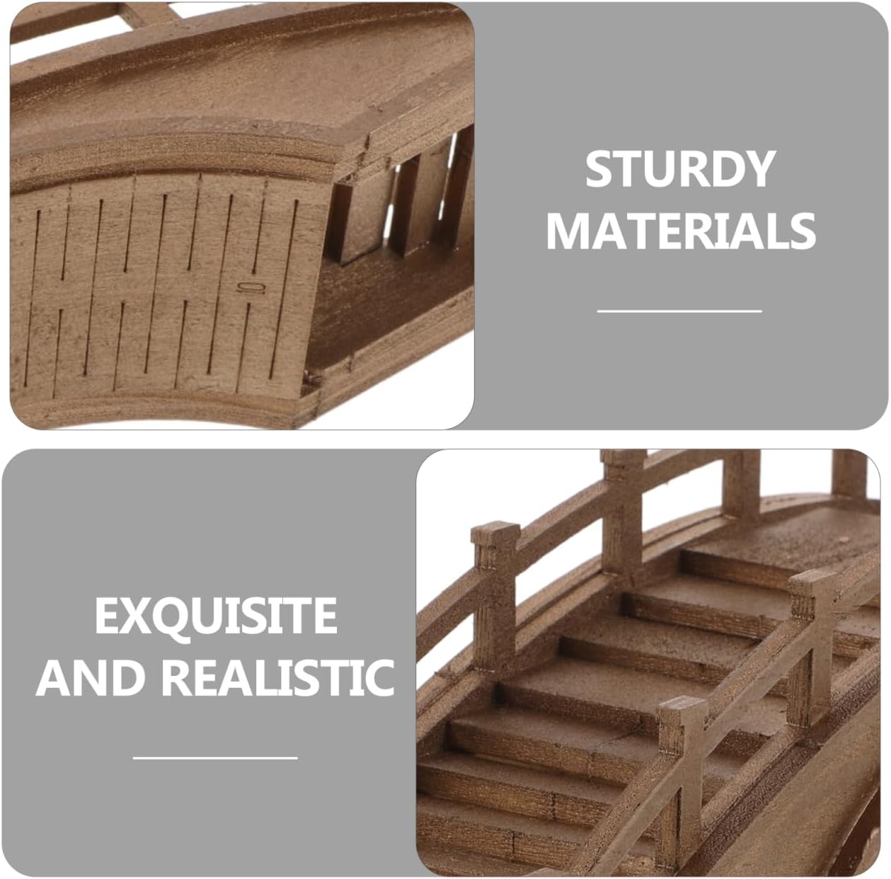 PRETYZOOM Arch Bridge Statue Adornments Solid Wood Landscaping Bridge Miniature Garden Accessory