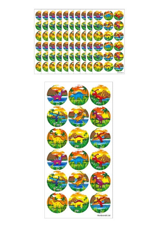 LARGE REWARD STICKERS - 180 Assorted Funny Stickers Boys Girls Teachers School Reward Party Favours Scrapbook (Dinosaur)