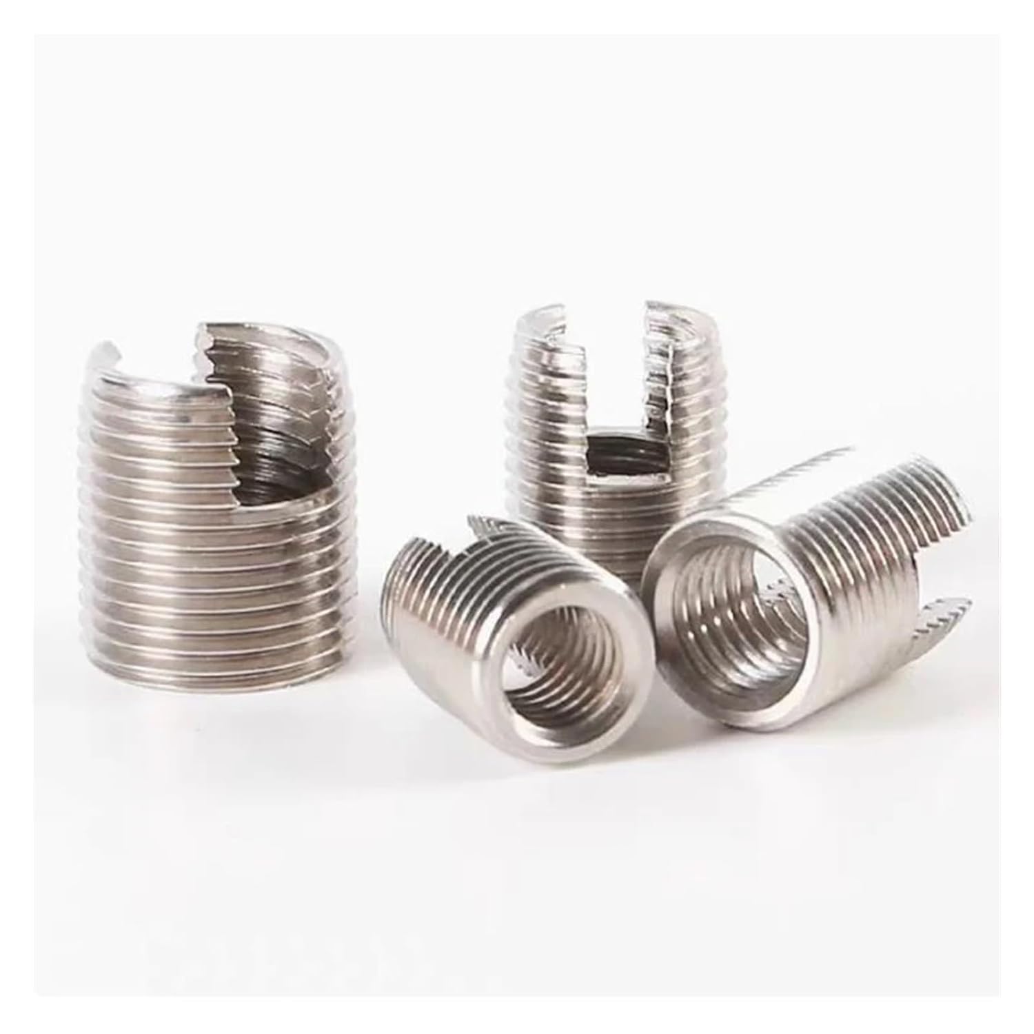 Self-Tapping Threaded Inserts 120pcs M4*0.7 Stainless Steel Self Tapping Threaded Insert 302 Type Slotted Wire Repair Screw Bushing