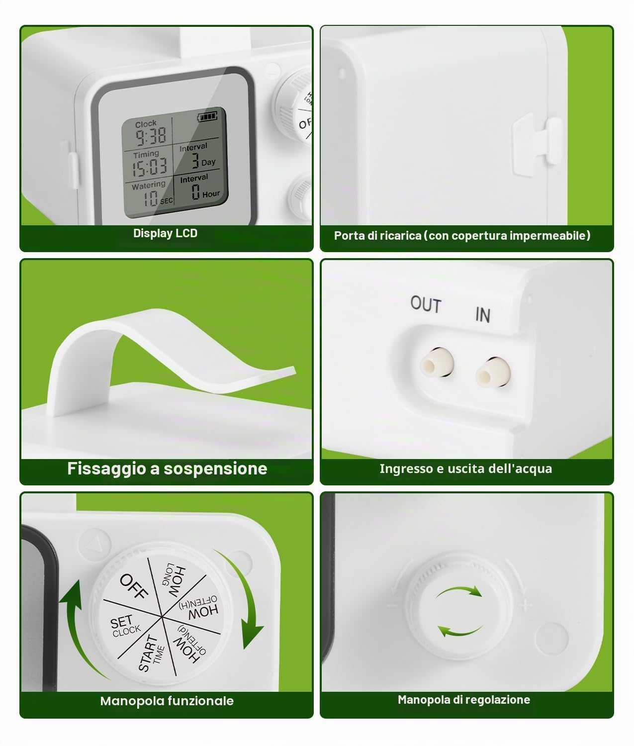 WADEO Sistema di Irrigazione Automatica per Vasi, [Programmazione Semplice] [Supporta fino a 15 Piante] Timer Ricaricabile, Kit di Irrigazione a Goccia per Balcone, Terrazze, Interni, Giardini