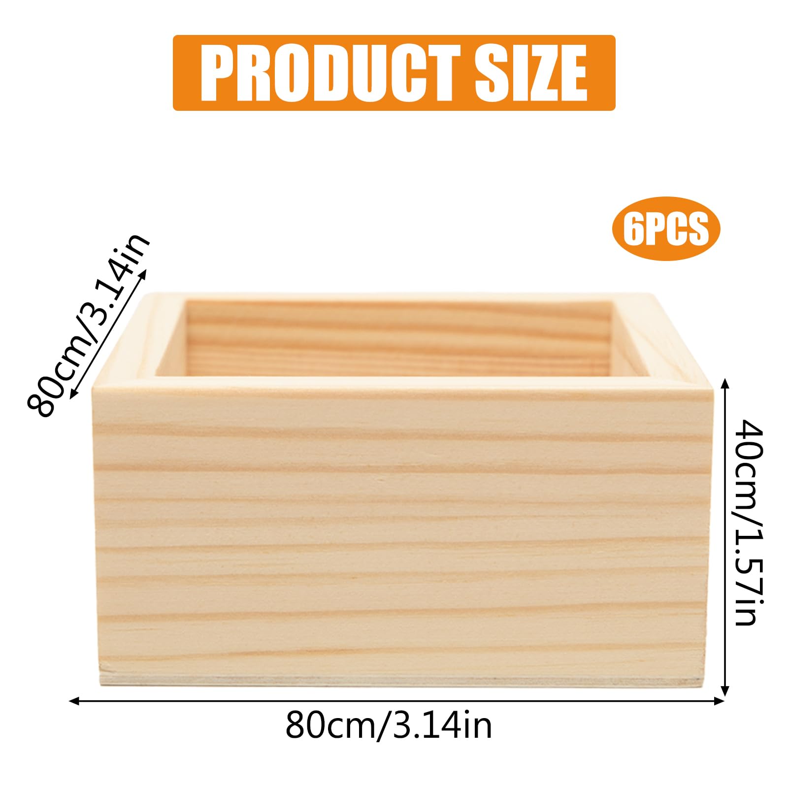6 sztuk kwadratowe drewniane małe drewniane pudełko na drewno bez pokrywy drewniana kostka pojemnik 8 x 8 x 4 cm małe skrzynki na drewno do dekoracji domu, rośliny
