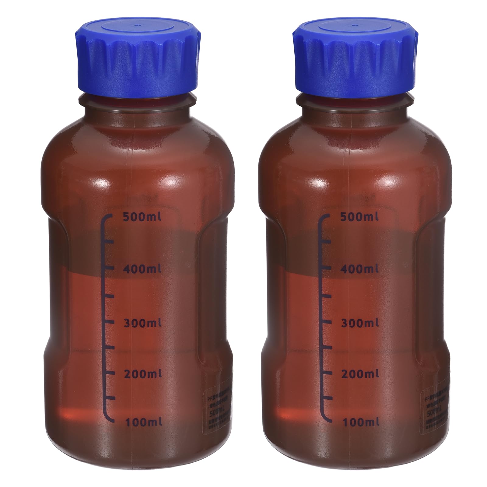 Bouteilles réactif en plastique PP graduées PATIKIL 500ml flacons de stockage de milieu marron