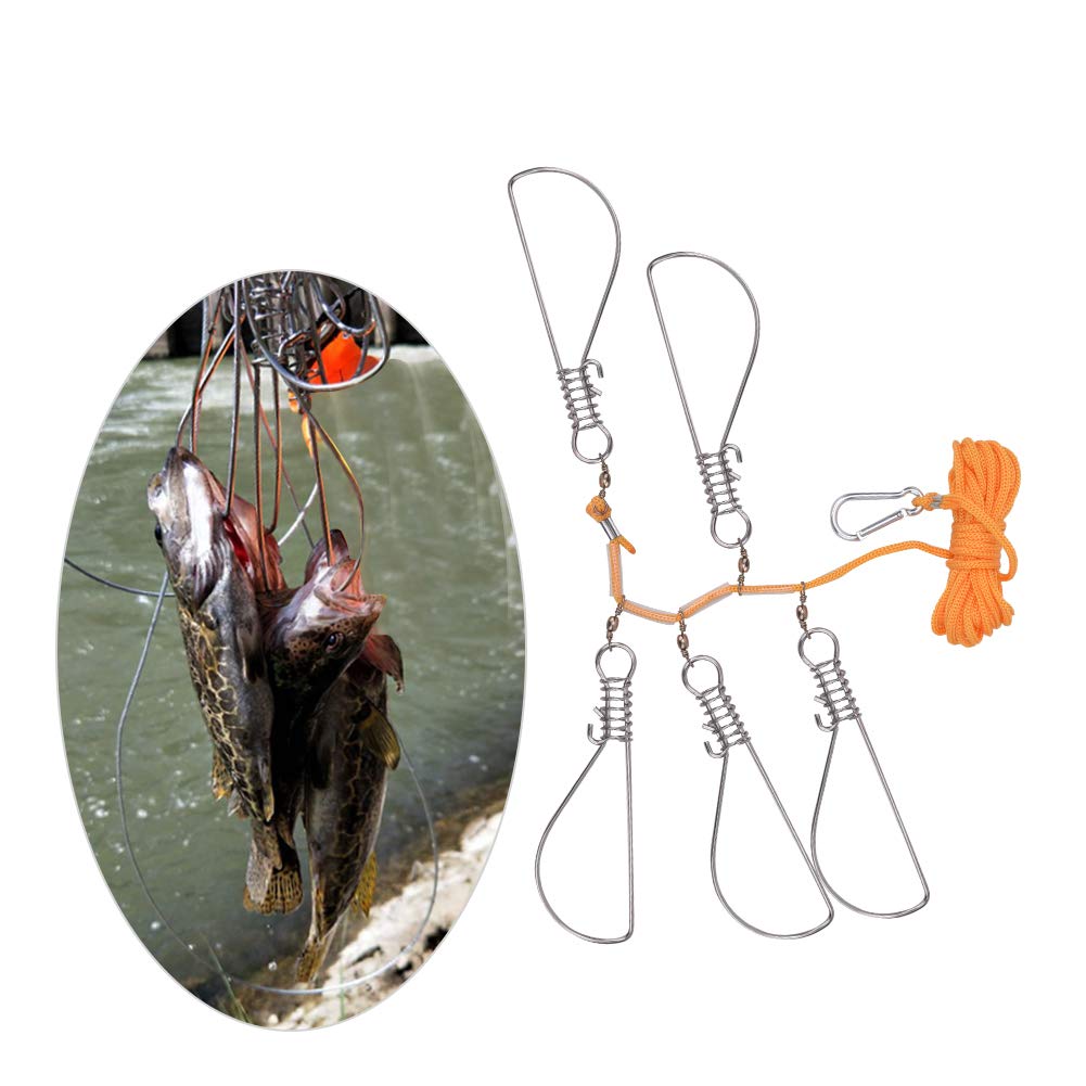 Stringer De Pêche En Acier Inox Avec 5 Boutons-pression, Solide Et Fiable