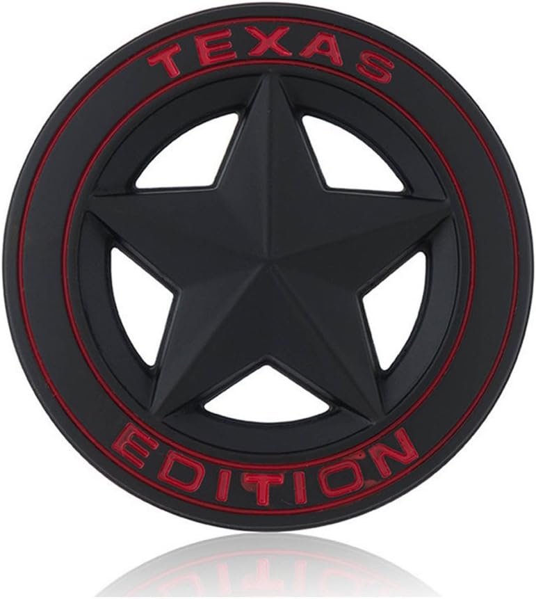 TK-KLZ 2Pcs 3D Metal TEXAS EDITION Star Car SUV Truck Side Fender Rear Trunk Emblem Badge Sticker Decals for JEEP Dodge GMC Ford Honda Toyota Highlanger Nissan VW (Black)