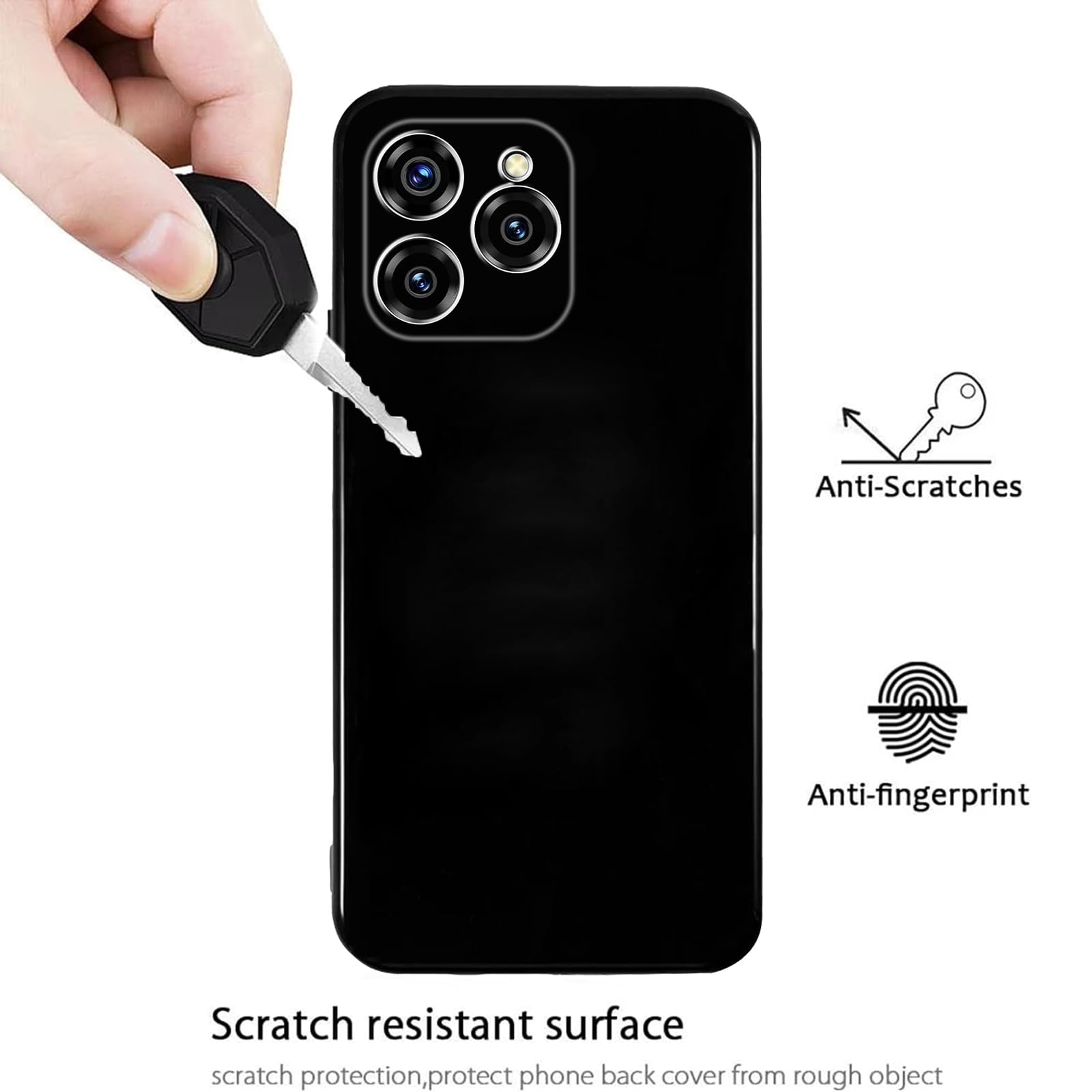 KUSINHOKA Case for OUKITEL C50 + 2 Pack Screen Protector Tempered Glass,Anti Scratch,Drop Protection,Non Slip Soft TPU Thin Full Body Protective Phone Cover,Black - Image 3