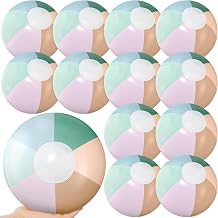 MiniInflat 12 Pcs Inflatable Beach Balls Bulk Pastel Jumbo Morandi Beach Balls Blow up Pool Water Game Toy Gift for Kid Adult Birthday Summer Party Supplies