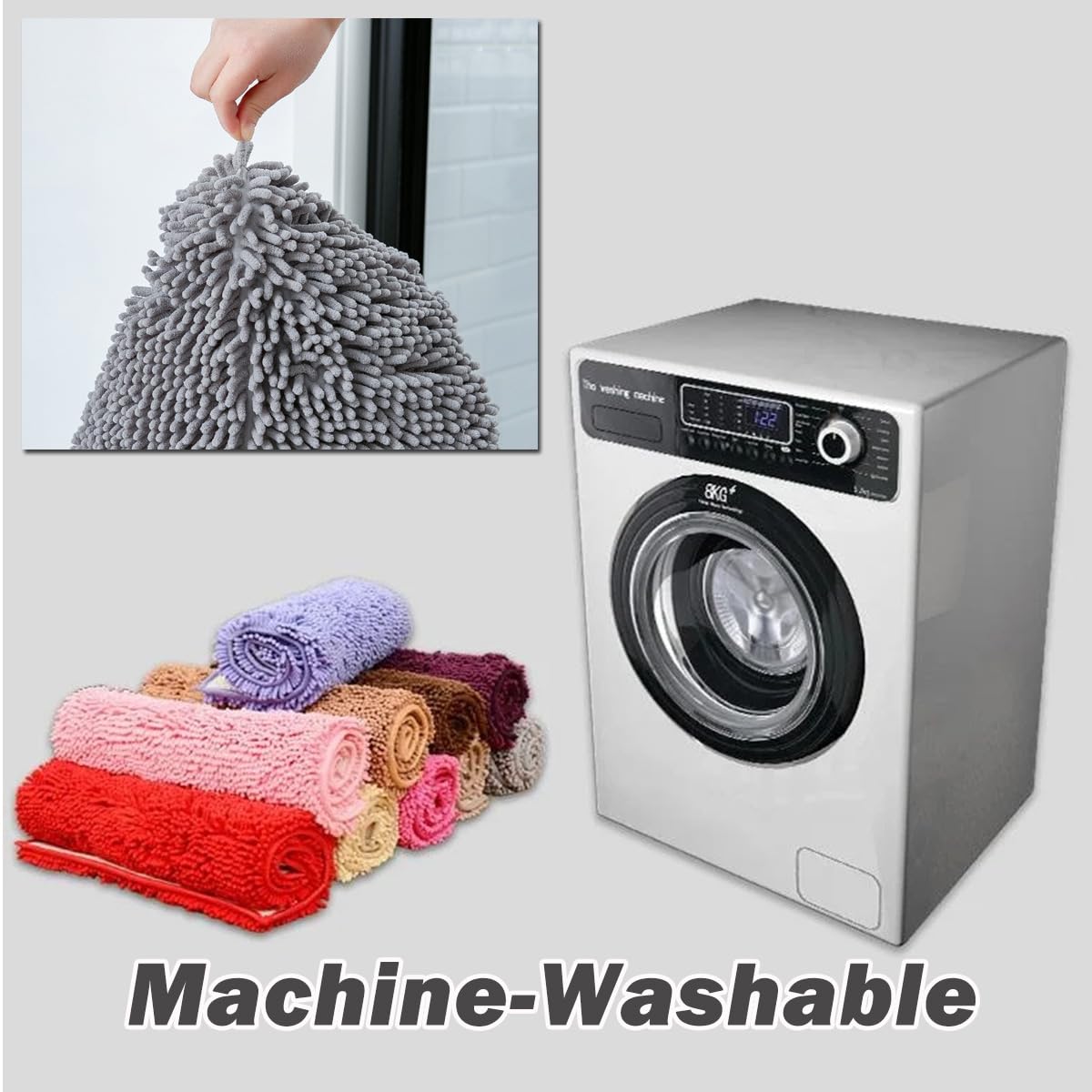 Tapis de bain antidérapant en chenille douce, haute absence, lavable en machine, pour salle de bain, cuisine, chambre à coucher - Violet (140 x 70 cm)