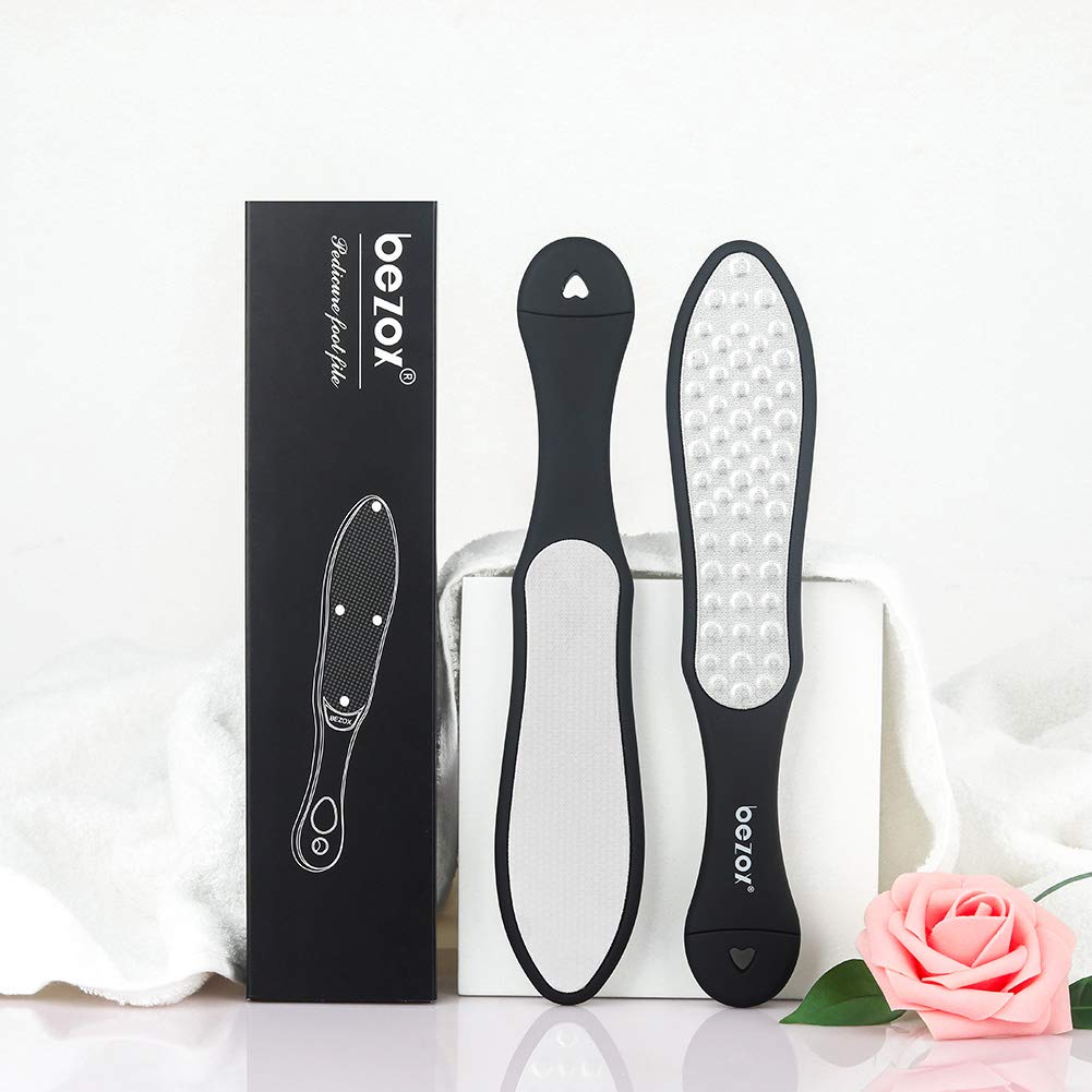 BEZOX 3 in 1 Foot File, Laser-Cut Hard Dead Skin Remover with Integrated Mini Foot File, Professional Foot Rasp for Cracked Heels, Callus Corn Removal Scraper