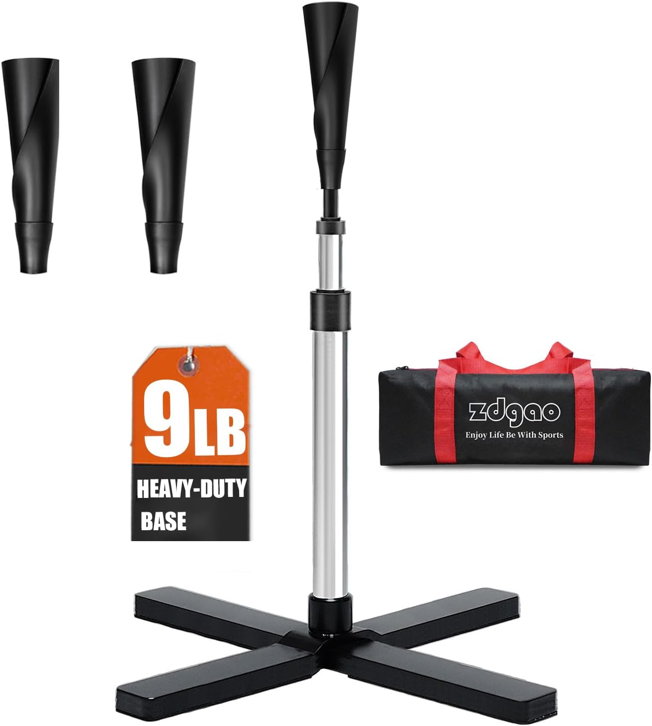 Baseball/Softball Batting Tee-(24"-46") Height Adjustable Premium Portable Baseball Tee with Removable Rubber Top and Heavy-Duty Base for All Ages