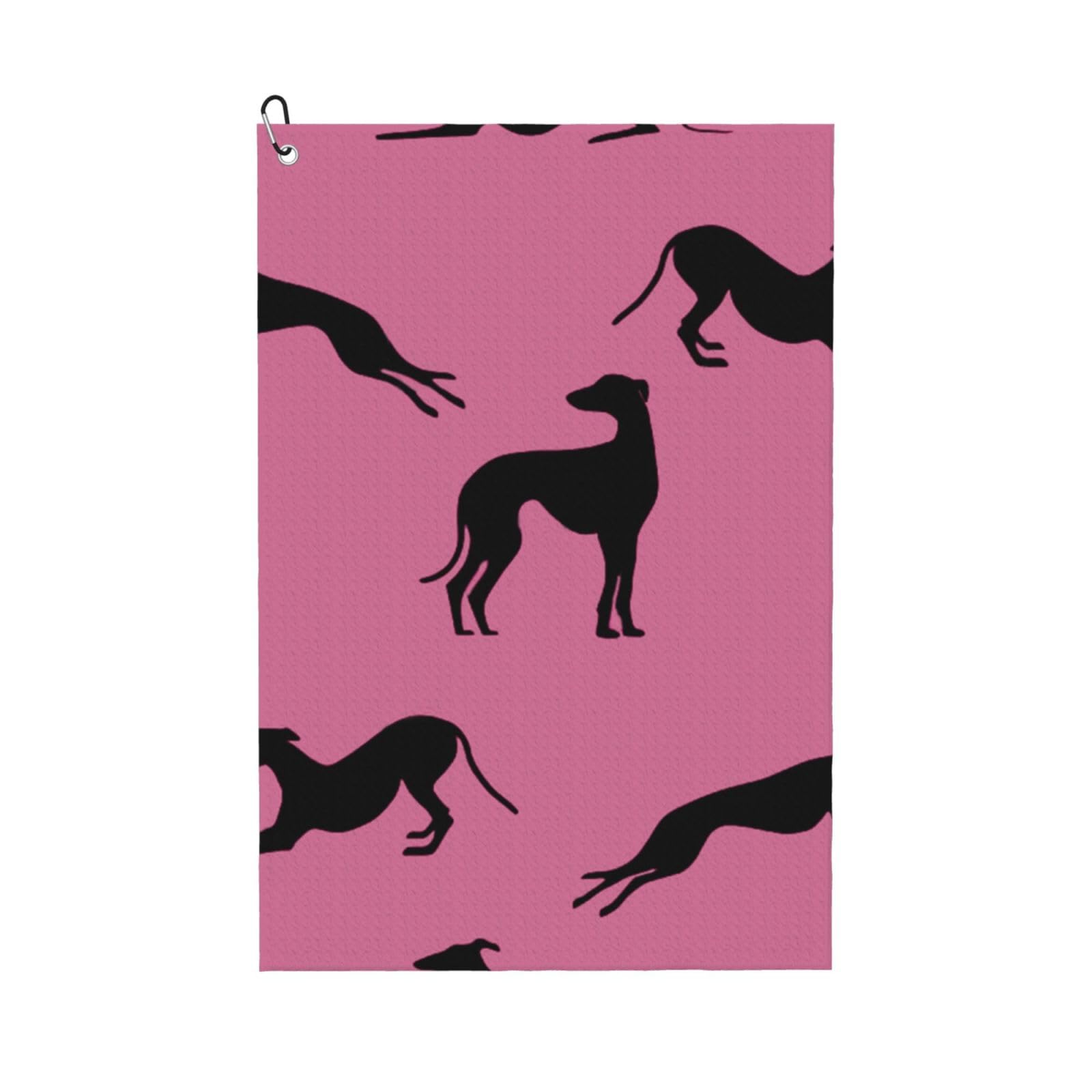 Hnnkloy Greyt Greyhound Silhouettes Eda, 16x24 in Portable Waffle Golf Towels with Carabiner Clip for Golf Bag