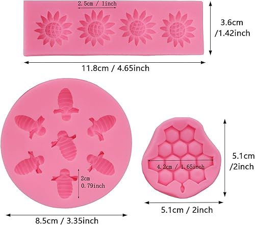 Miniatura 2 de 4 moldes de silicona de abejorros para panal, girasol y abeja, kit de moldes para fondant de cupcakes, colmena, bricolaje, fondant, dulces,